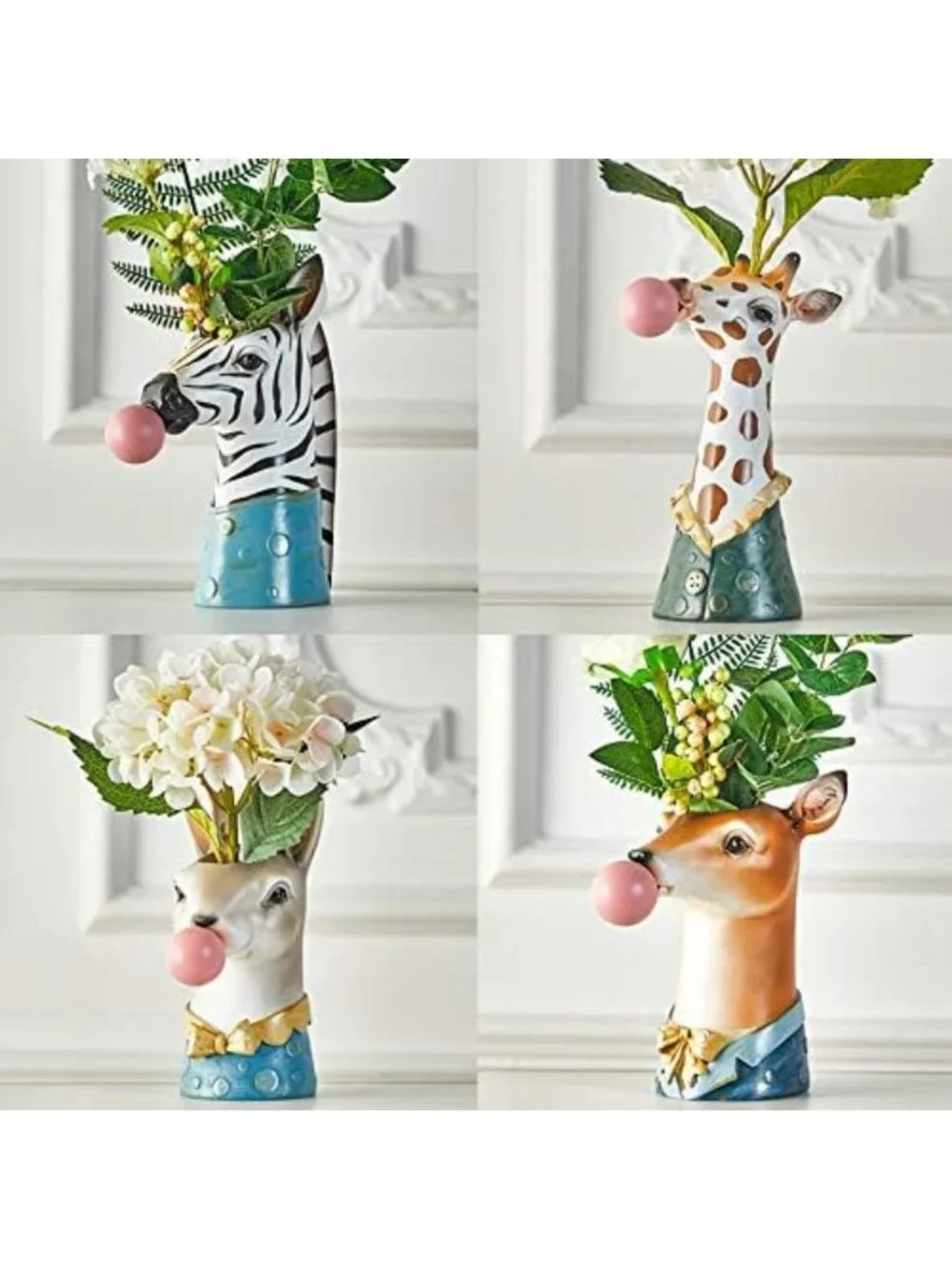 Creative Zebra Animal Head Vase for Home Decor - Blowing Bubbles Table Accent
